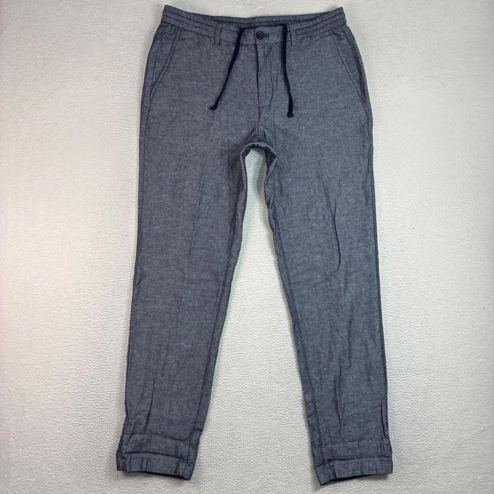Banana Republic Linen Blend Pants Men 34x34 Blue Mason Athletic Taper Chino